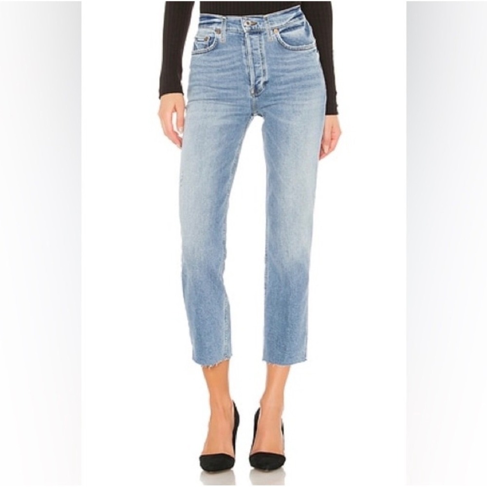 RE/DONE Stove Pipe Straight Crop Jeans Light Stone High Rise Size 25